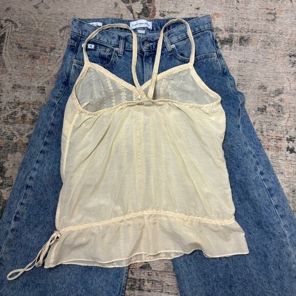 Vintage Abercrombie & Fitch Silk Blend Tank Hip Tie 2000s Preppy M - Picture 2 of 5